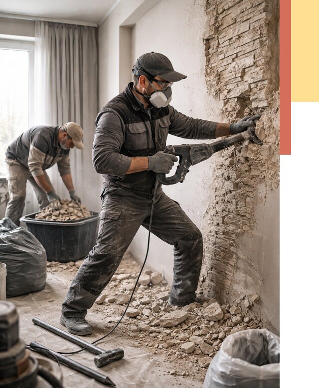 Демонтаж декоративного камня в Тюмени от 1480 руб/м² — быстро и недорого | ОТДЕЛОЧНИК-Тюм