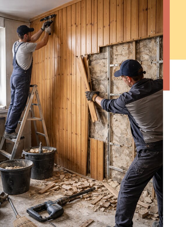 Демонтаж вагонки со стен в Тюмени от 1480 руб. — снятие, удаление, срочно | ОТДЕЛОЧНИК-Тюм