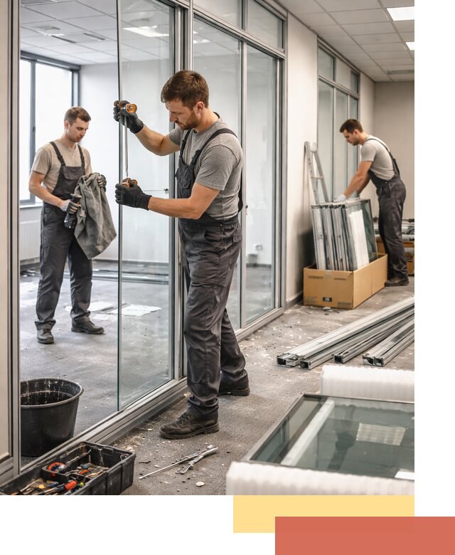 Демонтаж стеклянных перегородок в Тюмени быстро и безопасно