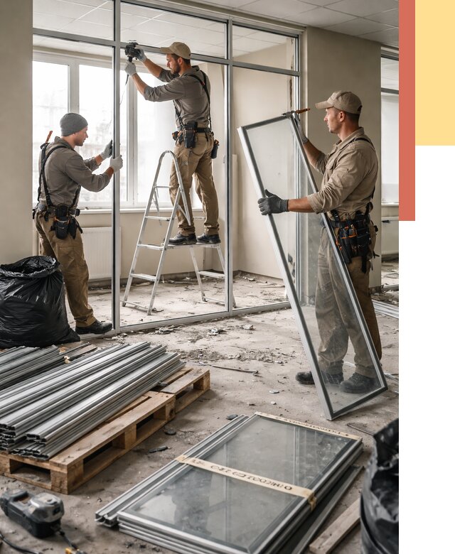 Демонтаж алюминиевых перегородок в Тюмени от 4287 руб. — быстро и недорого | ОТДЕЛОЧНИК-Тюм