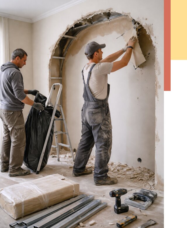 Демонтаж арки из гипсокартона в Тюмени от 3572 руб. — услуги под ключ | ОТДЕЛОЧНИК-Тюм