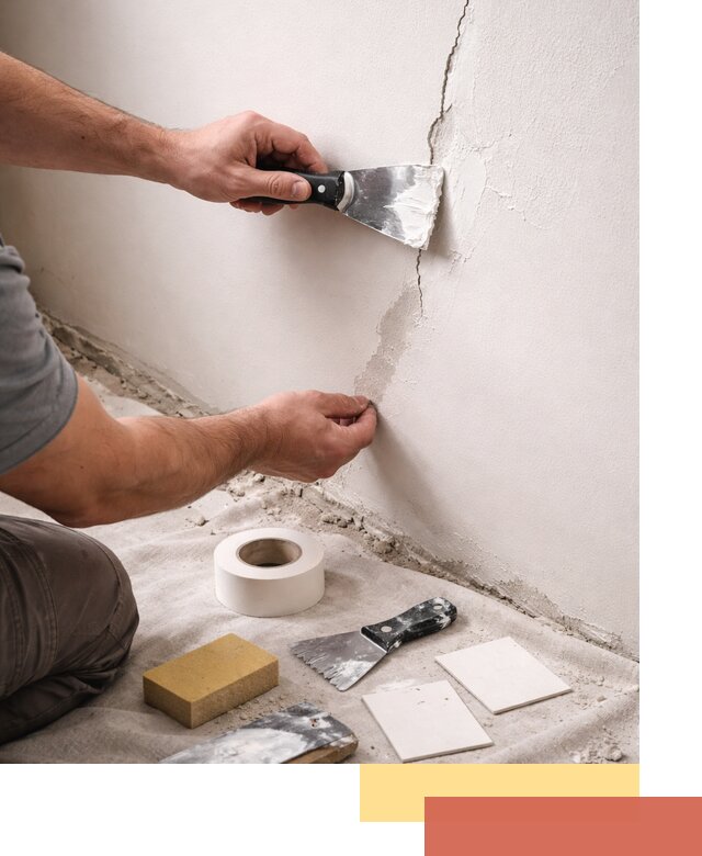 Заделка трещин и сколов в стенах и потолках в Тюмени