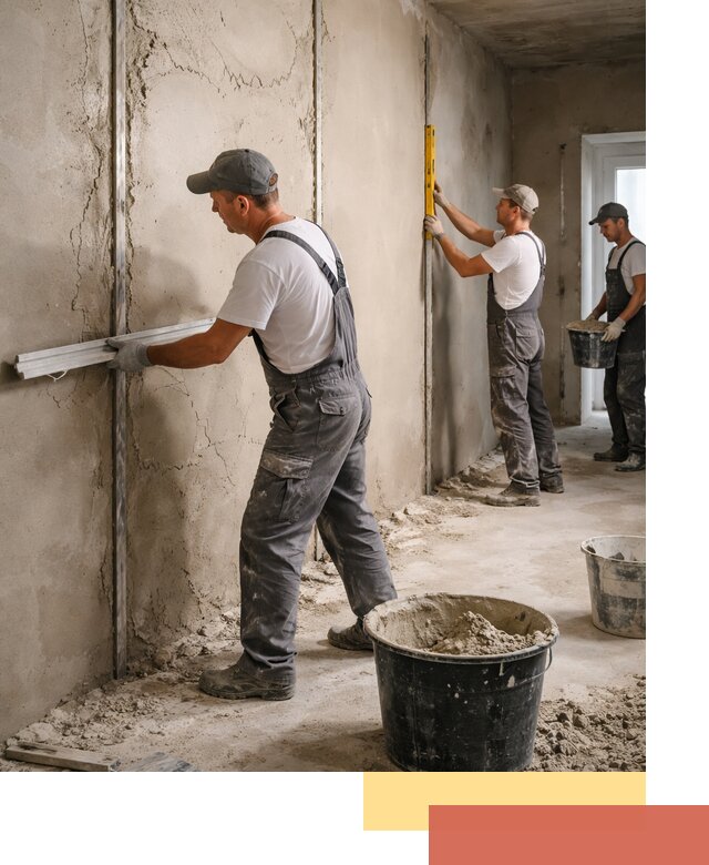 Штукатурка стен по маякам в Тюмени — точная и ровная поверхность