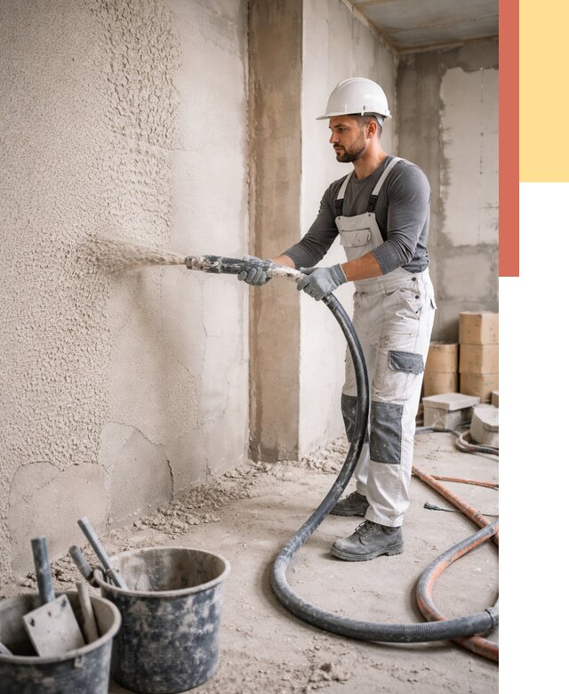 Машинная штукатурка стен в Тюмени под ключ от 6635 руб./м2 | ОТДЕЛОЧНИК-Тюм