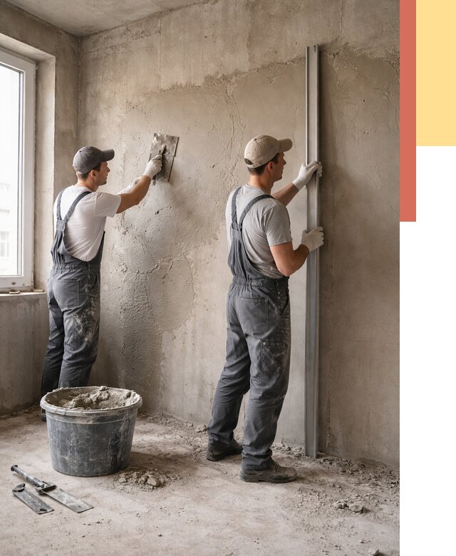 Штукатурка бетонных стен в Тюмени от 4593 руб/м² — качественно и быстро | ОТДЕЛОЧНИК-Тюм