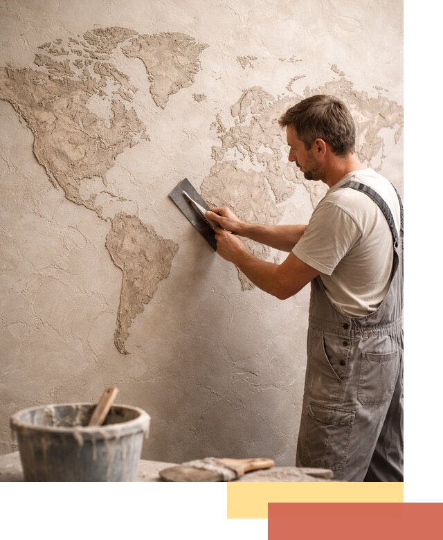 Декоративная штукатурка «Карта мира» под ключ в Тюмени