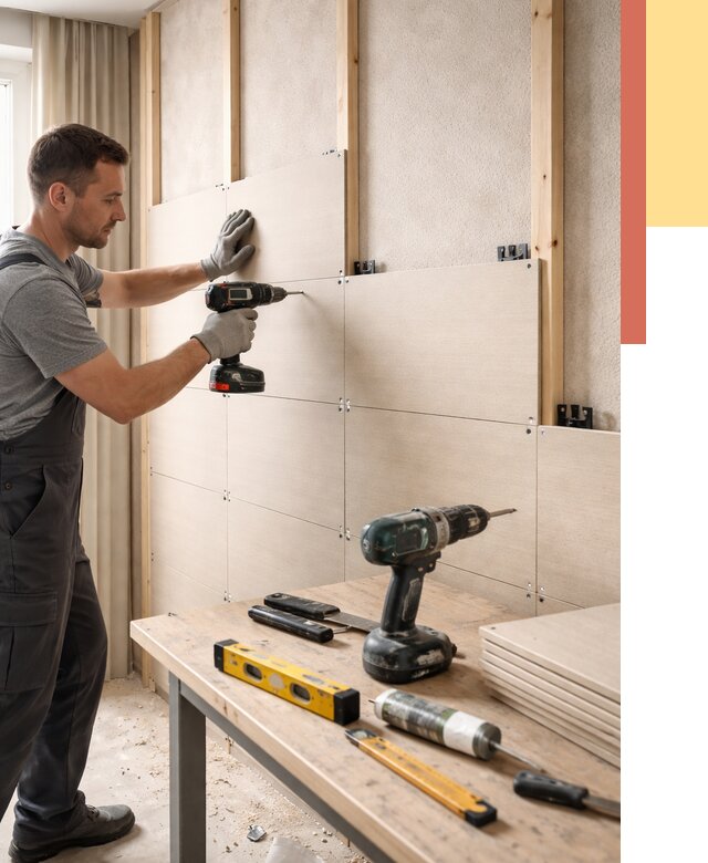 Монтаж МДФ панелей на стены в Тюмени от 1276 руб. под ключ | ОТДЕЛОЧНИК-Тюм