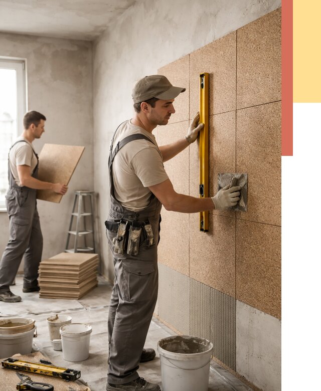 Монтаж пробковых панелей на стены в Тюмени от 3572 руб. — ОТДЕЛОЧНИК-Тюм