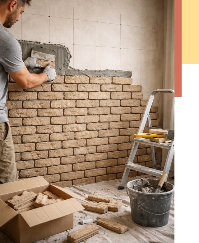 Монтаж декоративного кирпича в Тюмени от 3266 руб./м² — быстро и недорого | ОТДЕЛОЧНИК-Тюм