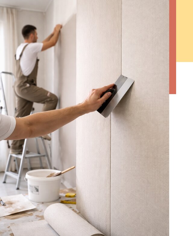 Поклейка текстильных обоев в Тюмени от 4593 руб. под ключ | ОТДЕЛОЧНИК-Тюм