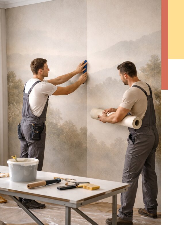 Поклейка фотообоев в Тюмени от 8676 руб/м² — быстро и недорого | ОТДЕЛОЧНИК-Тюм