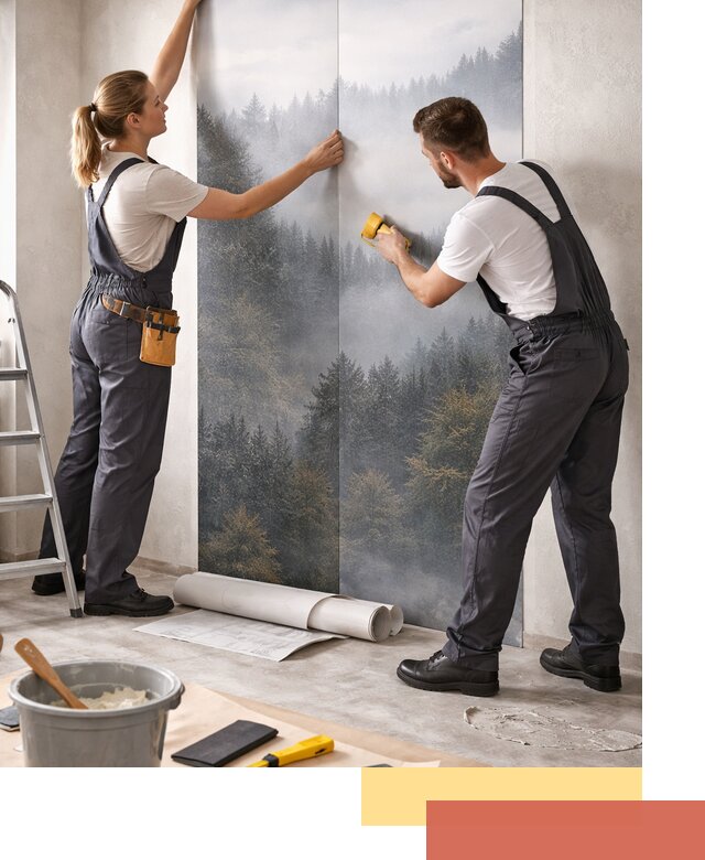 Поклейка фотообоев профессионально в Тюмени под ключ