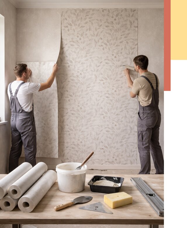 Поклейка обоев с подбором рисунка в Тюмени от 3572 руб. | ОТДЕЛОЧНИК-Тюм - быстро и недорого