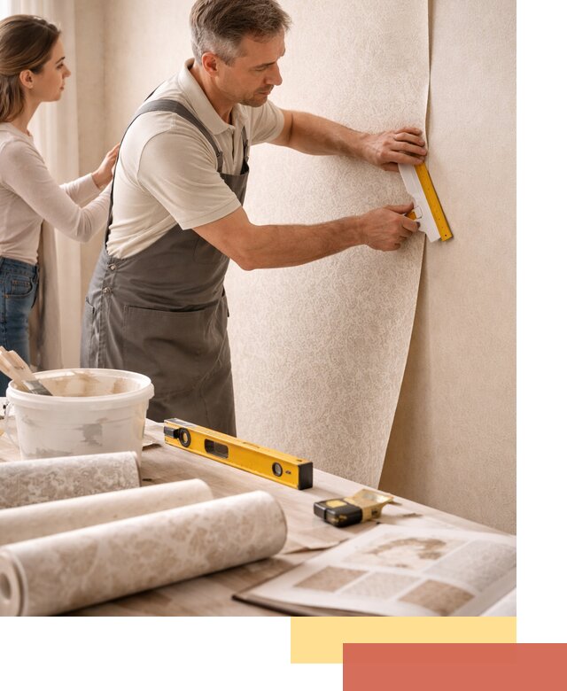 Поклейка обоев с подбором рисунка в Тюмени