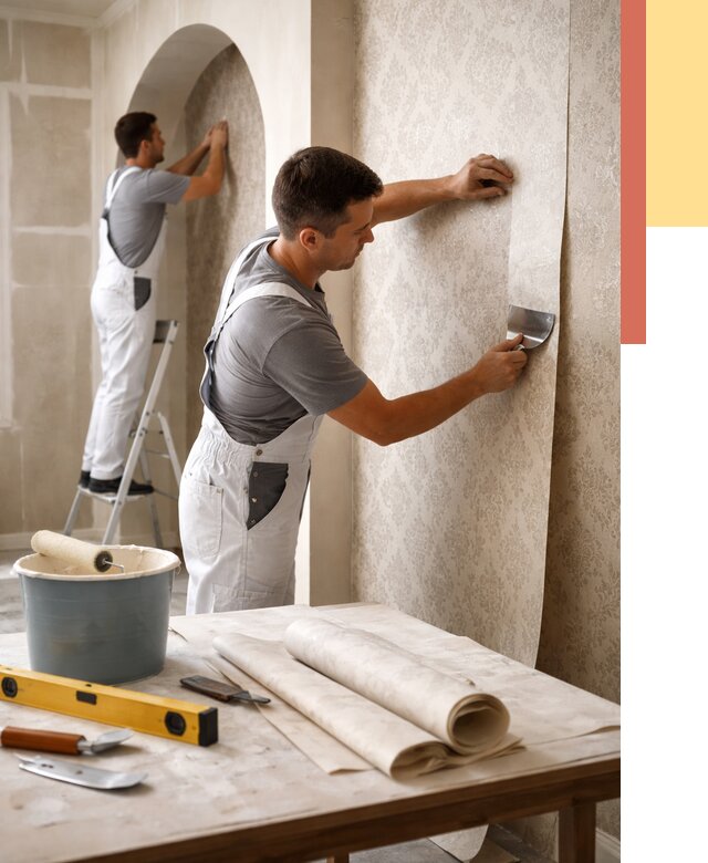 Поклейка обоев на сложные стены в Тюмени от 2858 руб. под ключ | ОТДЕЛОЧНИК-Тюм