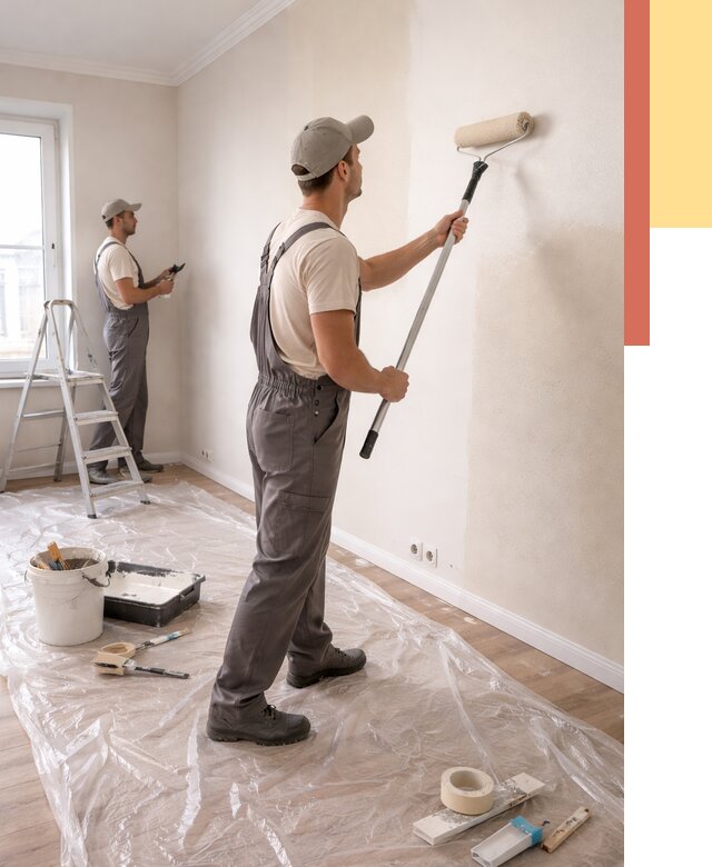 Покраска стен акриловой краской в Тюмени от 3572 руб./м² — быстро и недорого | ОТДЕЛОЧНИК-Тюм