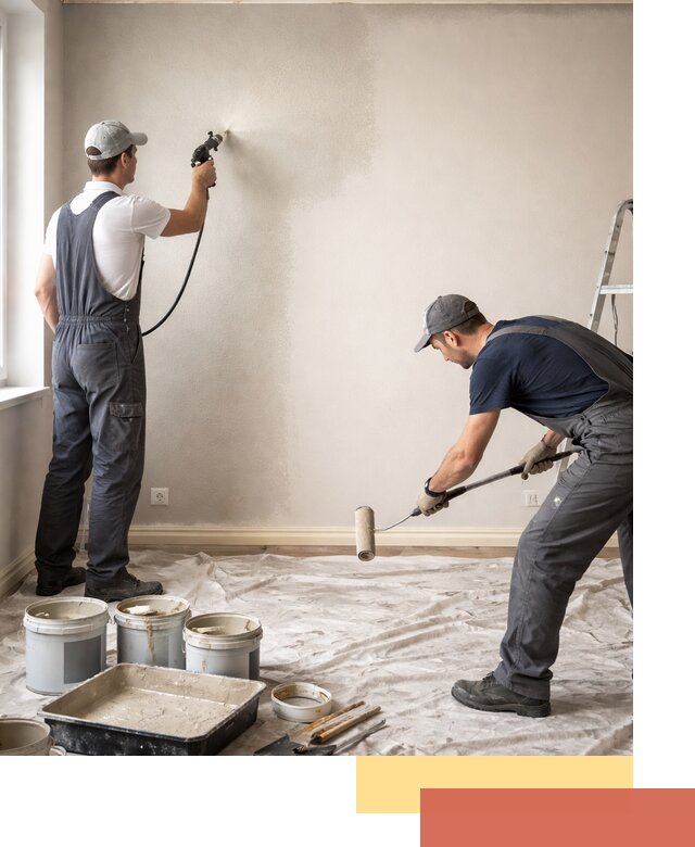 Покраска стен моющейся краской и защита поверхностей в Тюмени