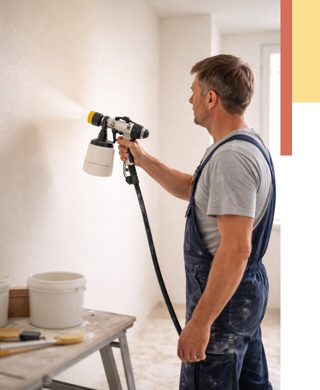 Покраска стен краскопультом в Тюмени от 7655 руб. — механизированная покраска | ОТДЕЛОЧНИК-Тюм