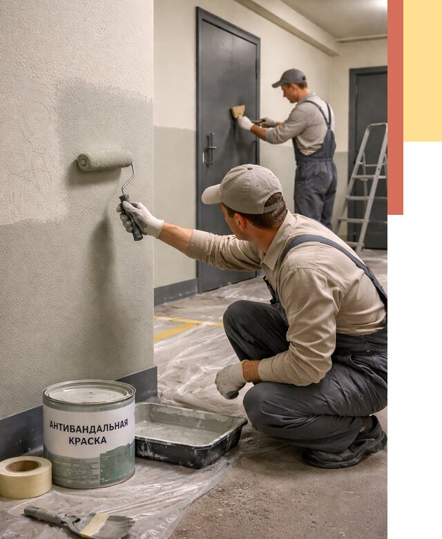 Покраска стен антивандальной краской в Тюмени от 4593 руб./м² под ключ | ОТДЕЛОЧНИК-Тюм