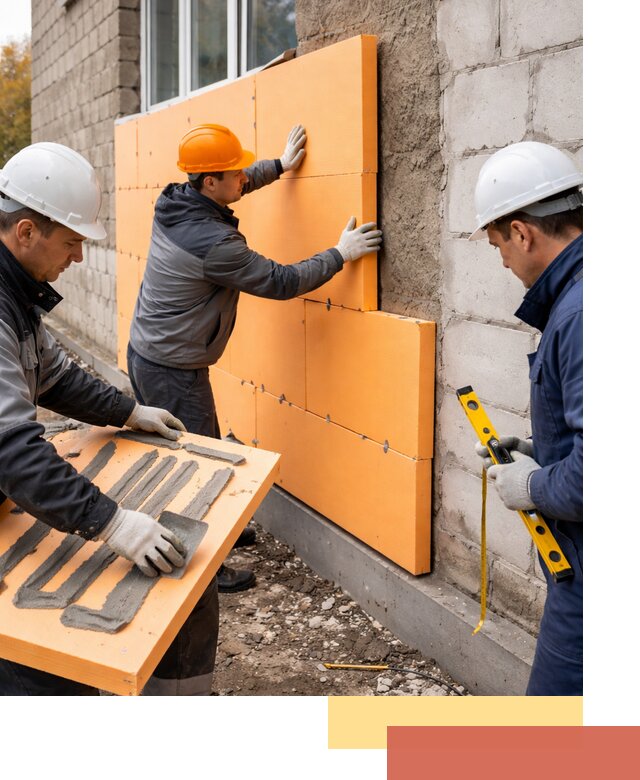 Утепление фасада пеноплексом под ключ в Тюмени