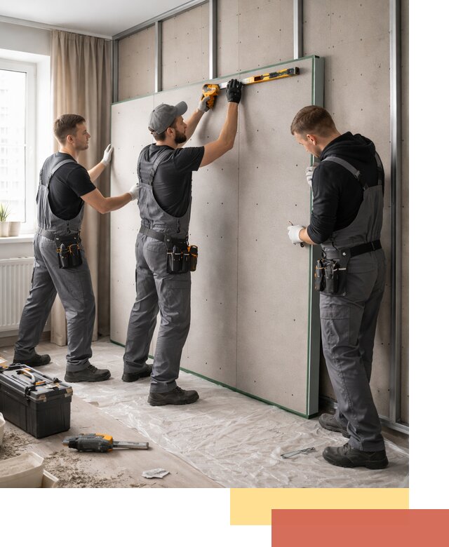 Шумоизоляция стен панелями ЗИПС в Тюмени для жилых и коммерческих помещений