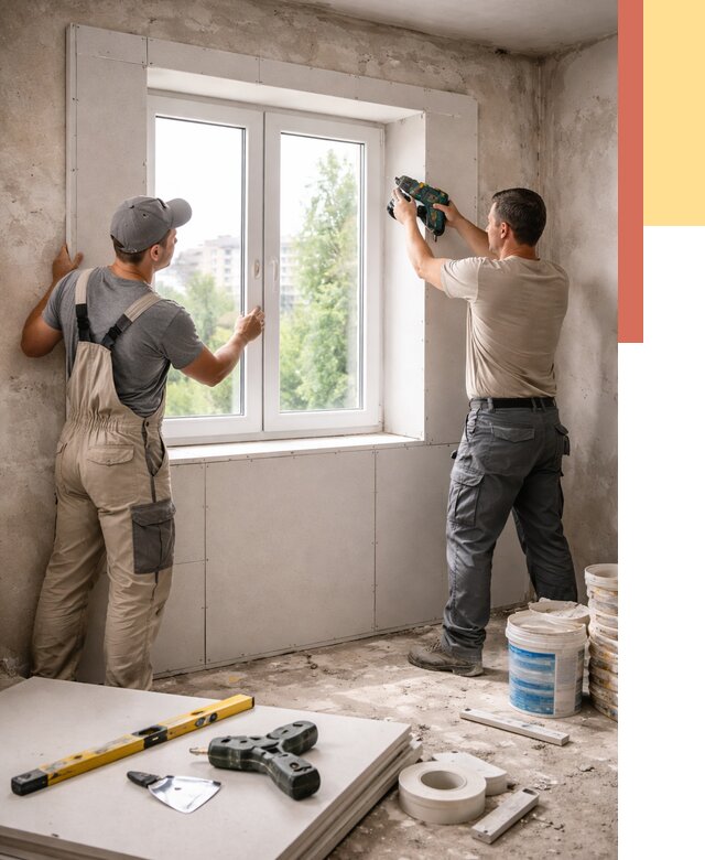 Монтаж откосов из гипсокартона в Тюмени от 4593 руб. под ключ | ОТДЕЛОЧНИК-Тюм