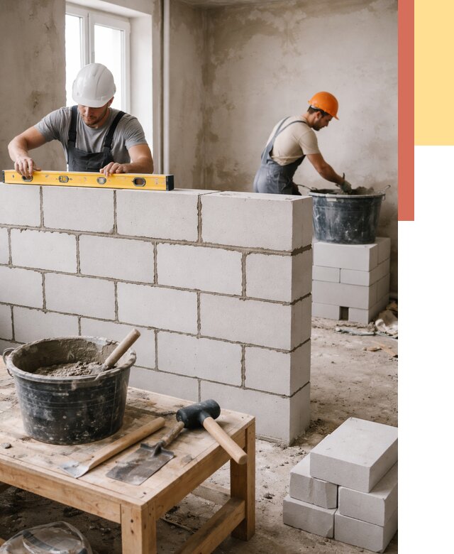 Кладка перегородок из газобетона в Тюмени от 3266 руб. под ключ | ОТДЕЛОЧНИК-Тюм