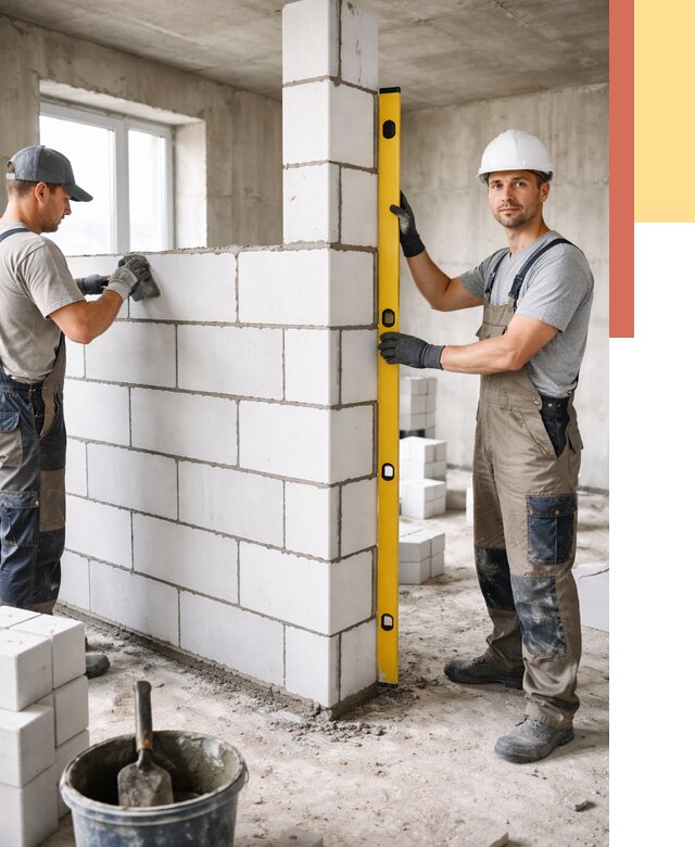 Кладка перегородок из пеноблока в Тюмени от 1837 руб. под ключ | ОТДЕЛОЧНИК-Тюм