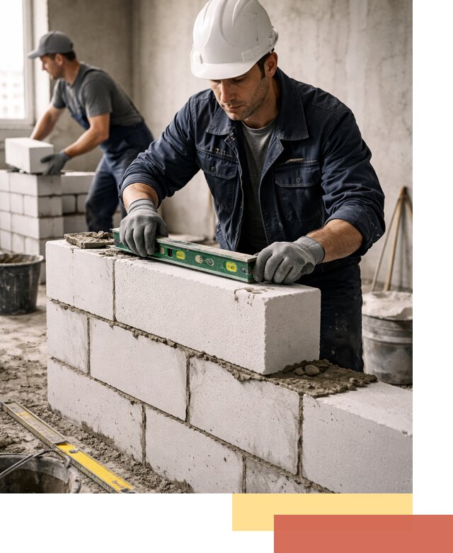 Кладка перегородок из пеноблока под ключ в Тюмени