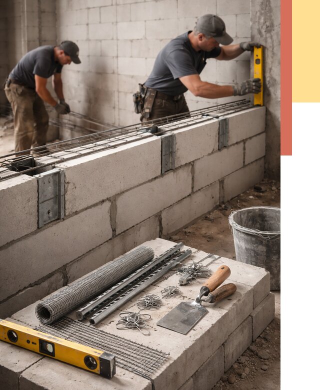 Армирование кладки перегородок в Тюмени от 766 руб. под ключ | ОТДЕЛОЧНИК-Тюм
