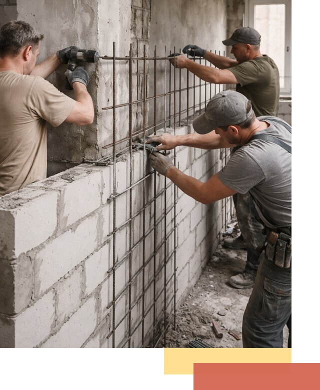 Армирование кладки перегородок в Тюмени профессионально и надёжно