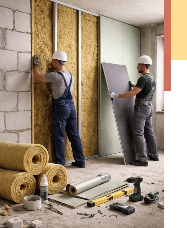 Шумоизоляция перегородок из блоков в Тюмени от 1888 руб./м² — быстро и недорого | ОТДЕЛОЧНИК-Тюм