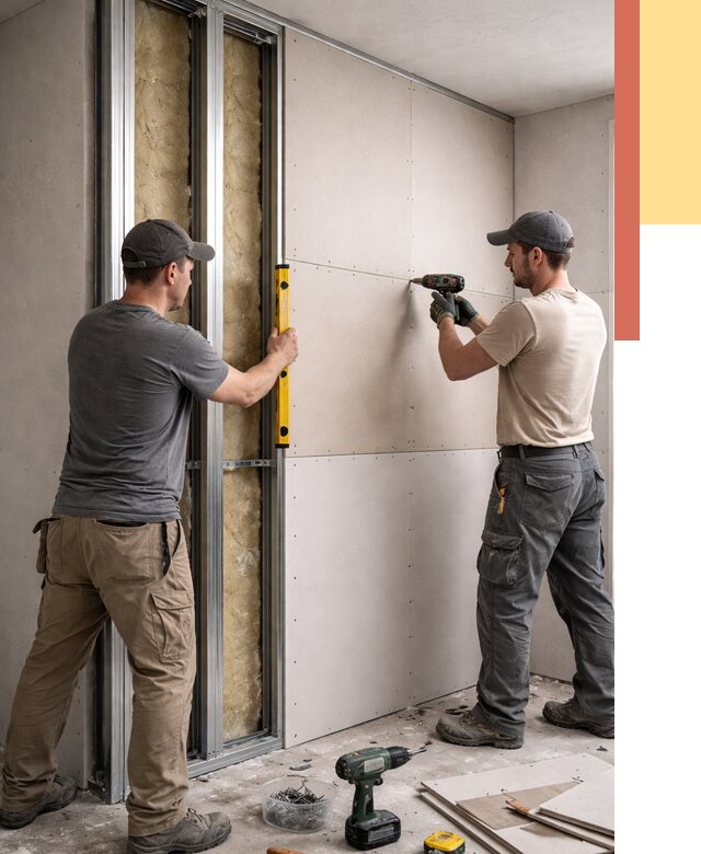 Монтаж двухслойной перегородки из гипсокартона в Тюмени от 1480 руб. | ОТДЕЛОЧНИК-Тюм