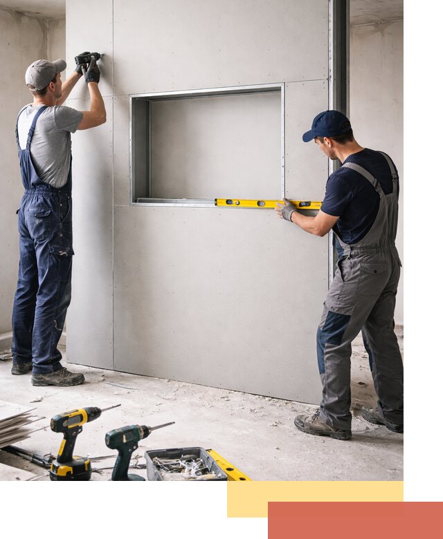 Перегородка из гипсокартона с нишей под декор в Тюмени