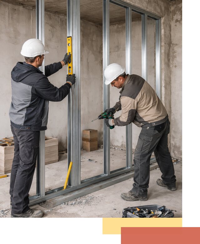 Монтаж каркаса перегородки из профиля в Тюмени