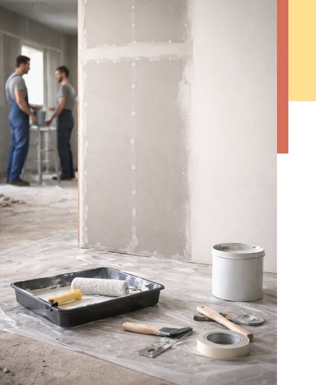 Покраска перегородок из гипсокартона в Тюмени от 4593 руб. под ключ | ОТДЕЛОЧНИК-Тюм