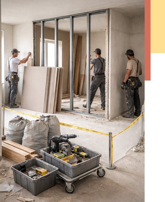 Перенос гипсокартонной перегородки в Тюмени под ключ от 4593 руб. | Демонтаж и монтаж – ОТДЕЛОЧНИК-Тюм