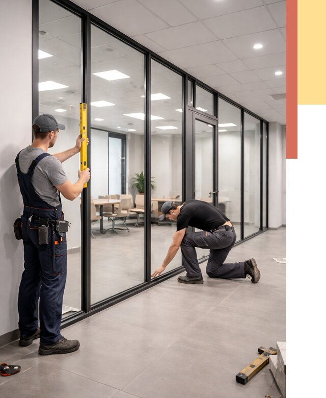 Каркасные стеклянные перегородки в Тюмени под ключ от 9390 руб. | ОТДЕЛОЧНИК-Тюм