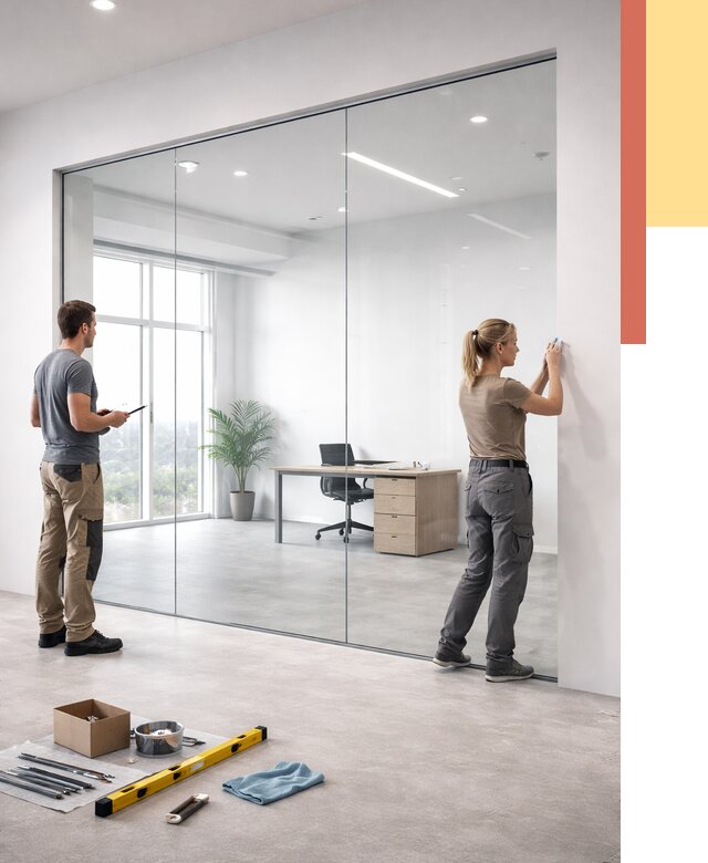 Перегородки из закаленного стекла в Тюмени от 9697 руб. под ключ | ОТДЕЛОЧНИК-Тюм