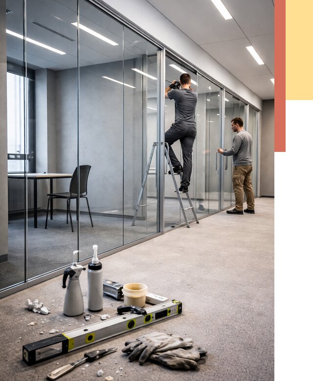 Стеклянные офисные перегородки в Тюмени от 8676 руб. — монтаж и установка | ОТДЕЛОЧНИК-Тюм