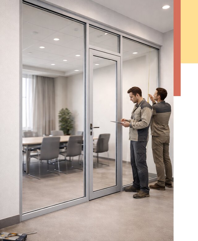 Установка и монтаж алюминиевых перегородок со стеклом в Тюмени от 8370 руб. | ОТДЕЛОЧНИК-Тюм