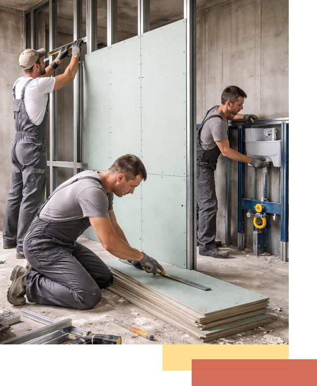 Монтаж и ремонт сантехнических перегородок в Тюмени