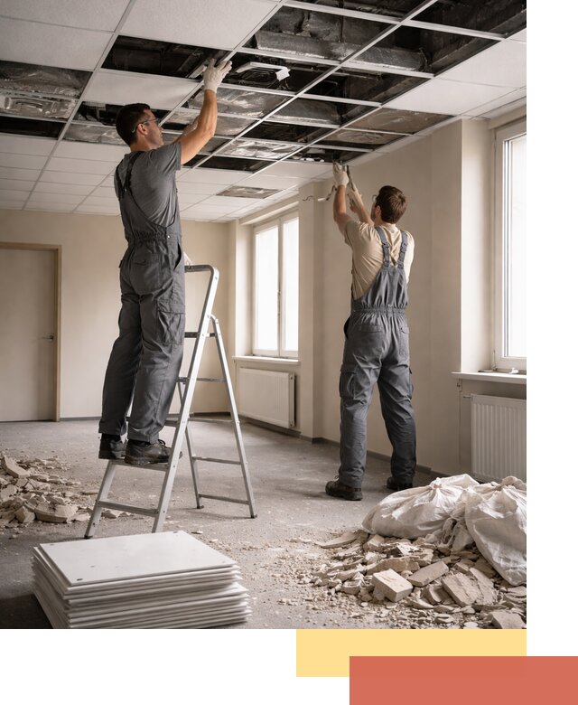 Демонтаж потолков Армстронг профессионально в Тюмени