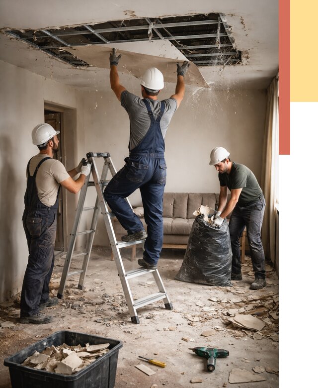 Демонтаж гипсокартонного потолка в Тюмени от 429 руб. за м2 — ОТДЕЛОЧНИК-Тюм