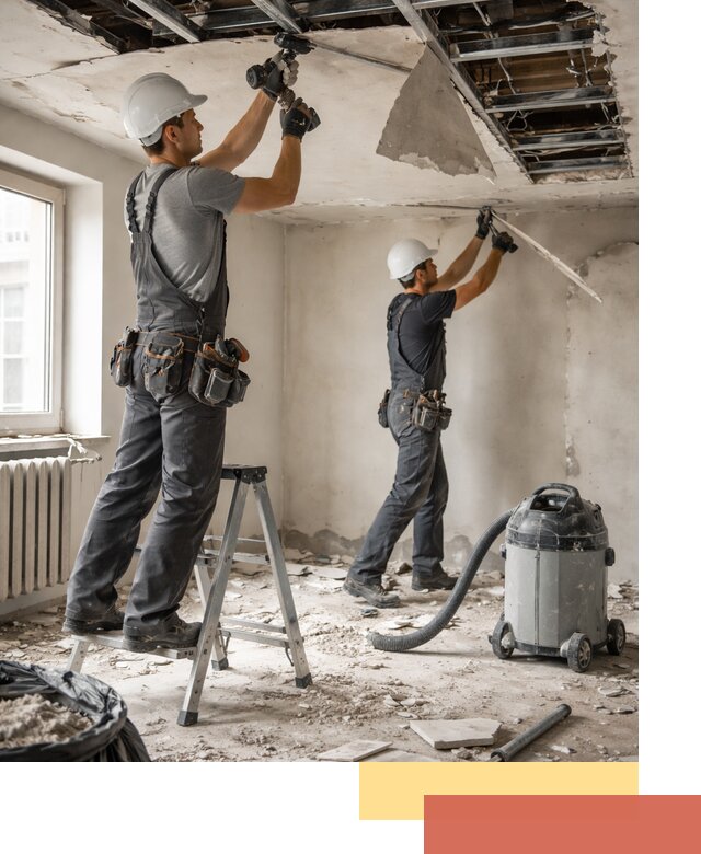 Демонтаж гипсокартонного потолка в Тюмени быстро и аккуратно