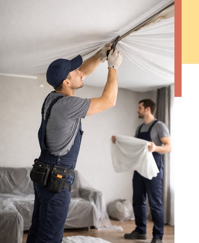 Демонтаж натяжного потолка в Тюмени от 4593 руб. — снятие и разбор под ключ | ОТДЕЛОЧНИК-Тюм