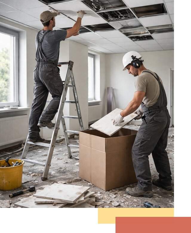 Демонтаж потолочной плитки в Тюмени быстро и аккуратно