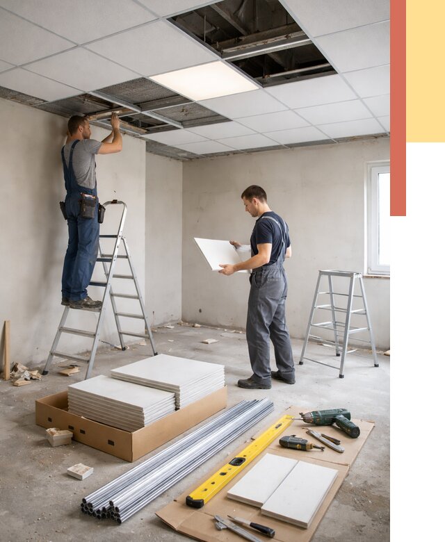 Монтаж потолка армстронг в Тюмени от 4593 руб/м2 — быстрая установка под ключ | ОТДЕЛОЧНИК-Тюм