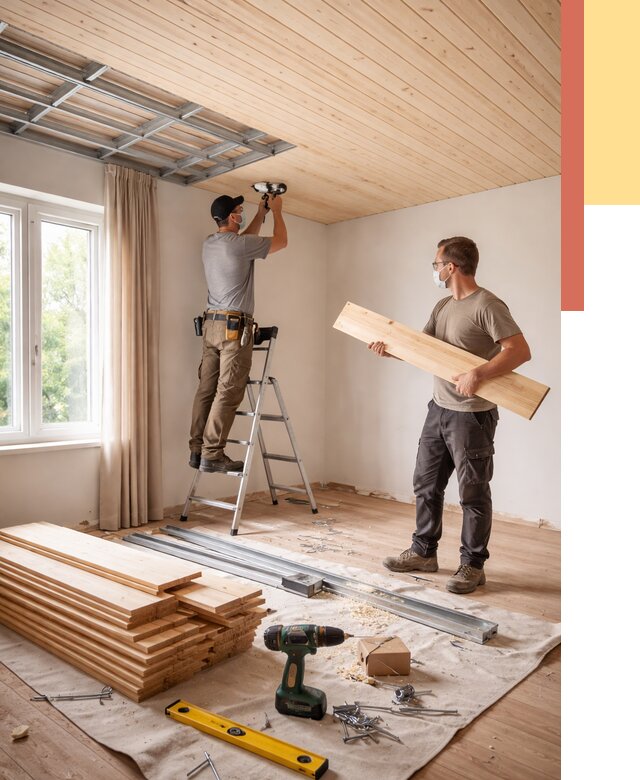 Монтаж потолка из вагонки в Тюмени от 6635 руб. | Быстро и недорого — ОТДЕЛОЧНИК-Тюм