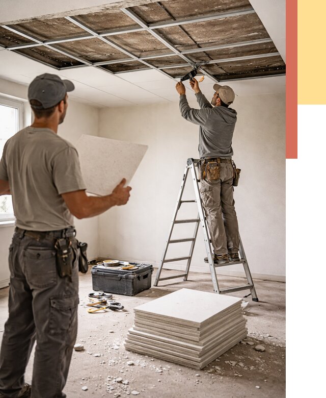 Замена плит подвесного потолка в Тюмени от 1786 руб. быстро и недорого | ОТДЕЛОЧНИК-Тюм